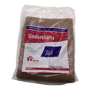 3-Pack DSCP US‎ Army Crew Neck Brown Undershirts Small Cotton Tee Short Sleeve